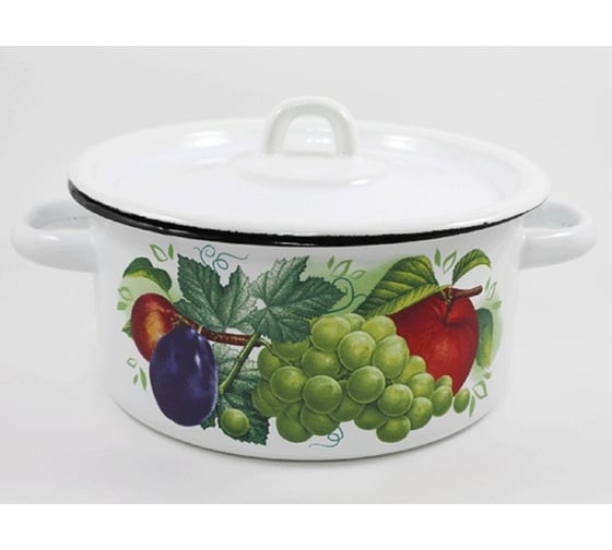 Изображение товара Эмалированная кастрюля Сибирские товары цилиндрическая 2.0 л декорированная С1610 ХП2064