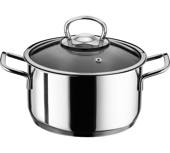 Изображение товара Кастрюля КАТЮША Марта нержавеющая сталь, 2,7 л, 20x10 см, стеклянная крышка 100-20-0