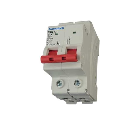 Изображение товара Выключатель модульный ELCOMTECH MD21J-2T32AC Выключатель нагрузки 2P 32A 2х модуль УТ-00039008