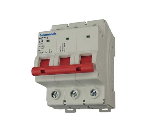 Изображение товара Выключатель модульный ELCOMTECH MD21J-3T63AC Выключатель нагрузки 3P 63A 3х модуль УТ-00039013