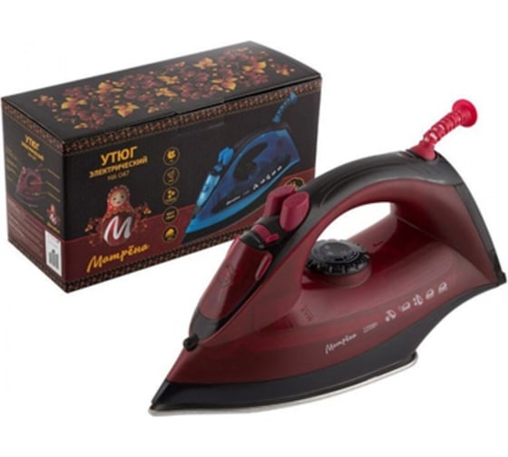 Изображение товара Утюг Матрёна MA-047 вишневый 2200 Вт, пар, спрей, паровой удар, функция самоочистки, стальная подошва 006389