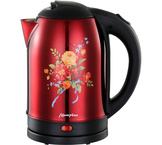 Изображение товара Электрический чайник Матрёна MA-005 2,0 л стальной красный хохлома 005413