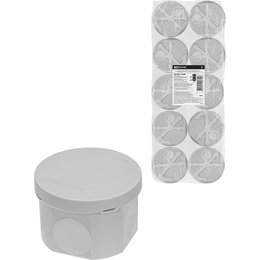 Изображение товара Коробка распределительная TDM ELECTRIC IP66 D70х50 мм для наружных работ Изображение товара Коробка распределительная TDM ELECTRIC IP66 D70х50 мм для наружных работ