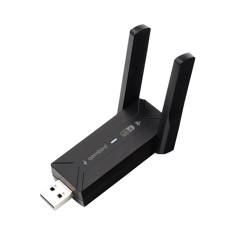Изображение товара Сетевой адаптер Gembird WiFi+Bluetooth 900 Мбит, 2.4/5 ГГц, 2 антенны, USB, 802.11b/a/g/n/ac/ax, WNP-UA-013