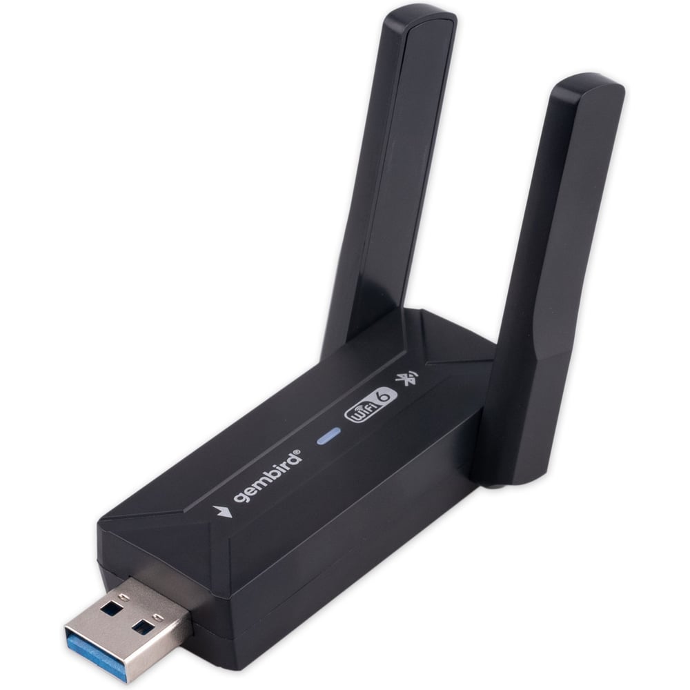 Изображение товара Сетевой адаптер Gembird WiFi+Bluetooth 900 Мбит, 2.4/5 ГГц, 2 антенны, USB, 802.11b/a/g/n/ac/ax, WNP-UA-013
