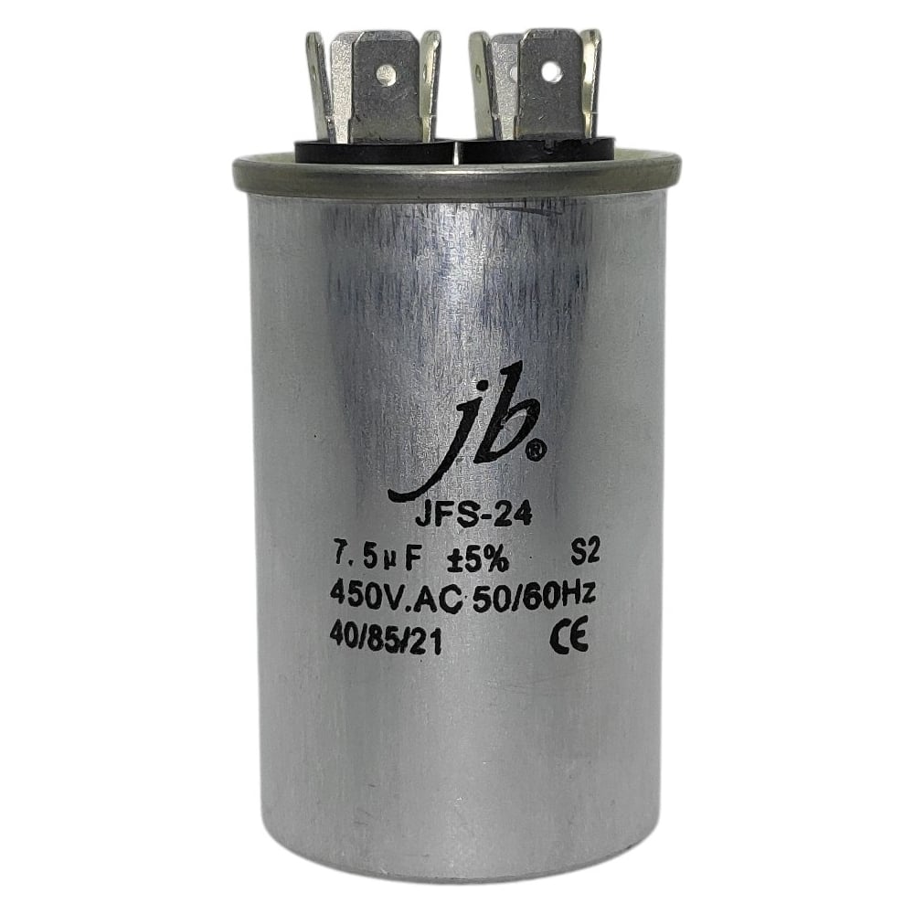 Изображение товара Конденсатор пусковой JB Capacitors 7.5мкФ, 450В, 40х65, JFS-24 (CBB65A) алюминиевый корпус (клеммы) JFS24A6755J000000B-501