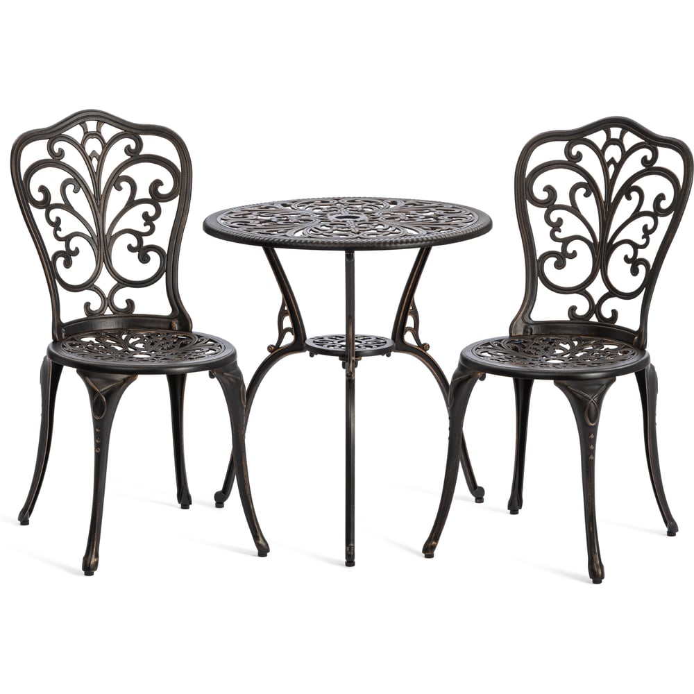 Комплект Tetchair Романс/Romance (стол+2 стула) алюминиевый сплав, D60/H67, 53х41х89см, бронзовый 10670