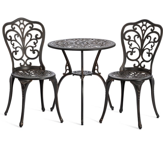 Изображение товара Комплект Tetchair Романс/Romance (стол+2 стула) алюминиевый сплав, D60/H67, 53х41х89см, бронзовый 10670