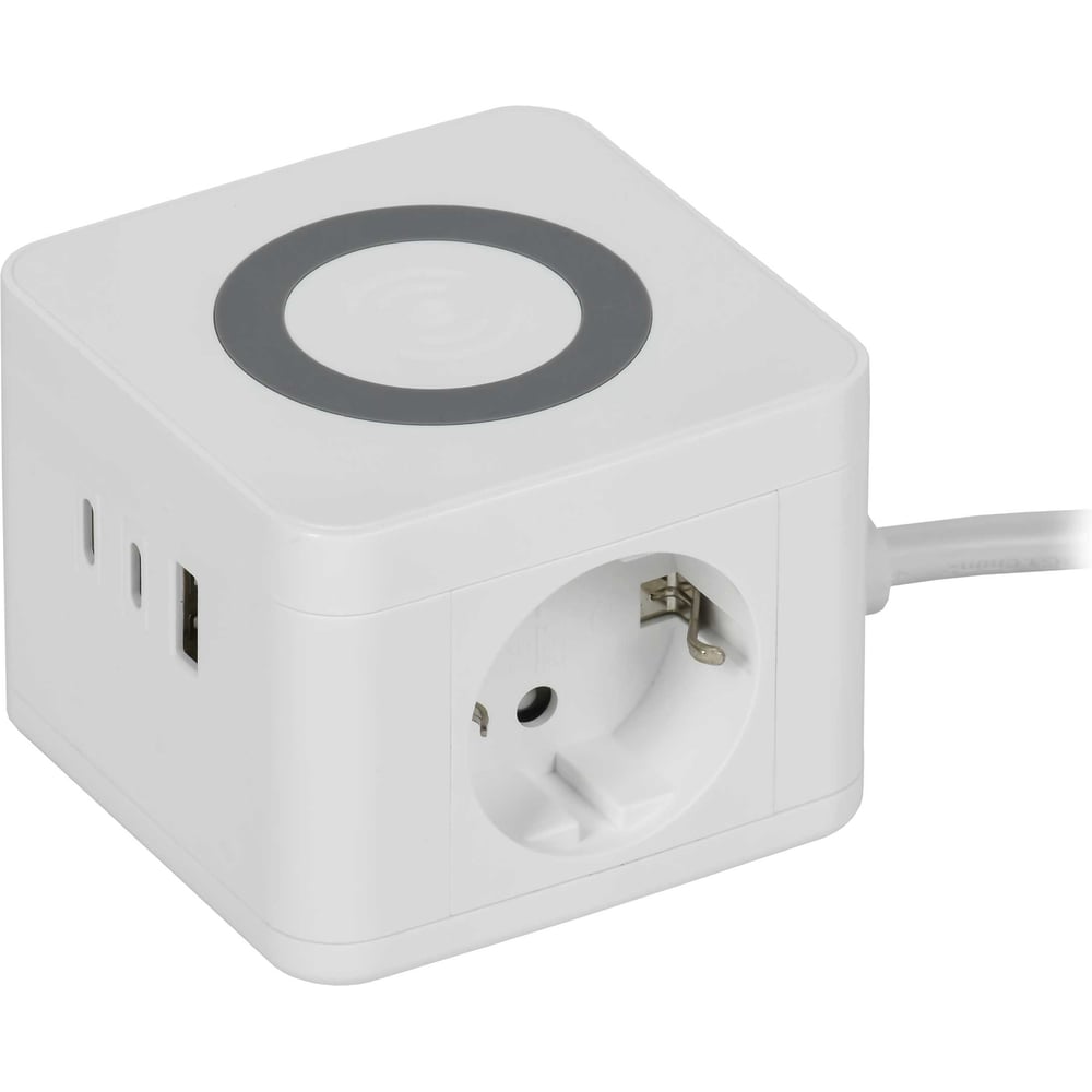 Удлинитель IEK DOMINIC Qi10Вт У02К 1,3м 3х1мм2 USB A+C бел DN-YP31-16-02-01-ZKU-K01