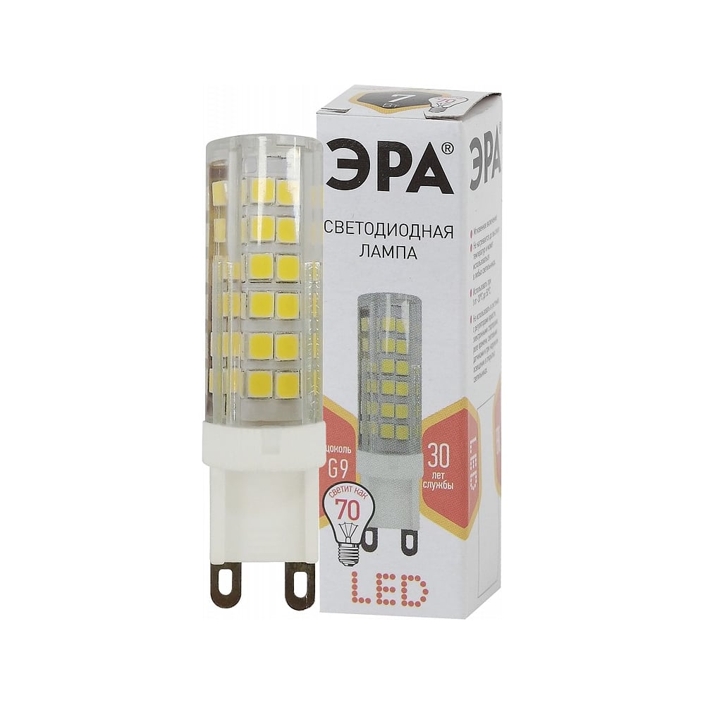 Изображение товара Набор ламп ЭРА 10 штук STD LED JCD-7W-CER-827-G9 светодиодные 7Вт керамика капсула теплый белый свет G9 Б0057762 Изображение товара Набор ламп ЭРА 10 штук STD LED JCD-7W-CER-827-G9 светодиодные 7Вт керамика капсула теплый белый свет G9 Б0057762