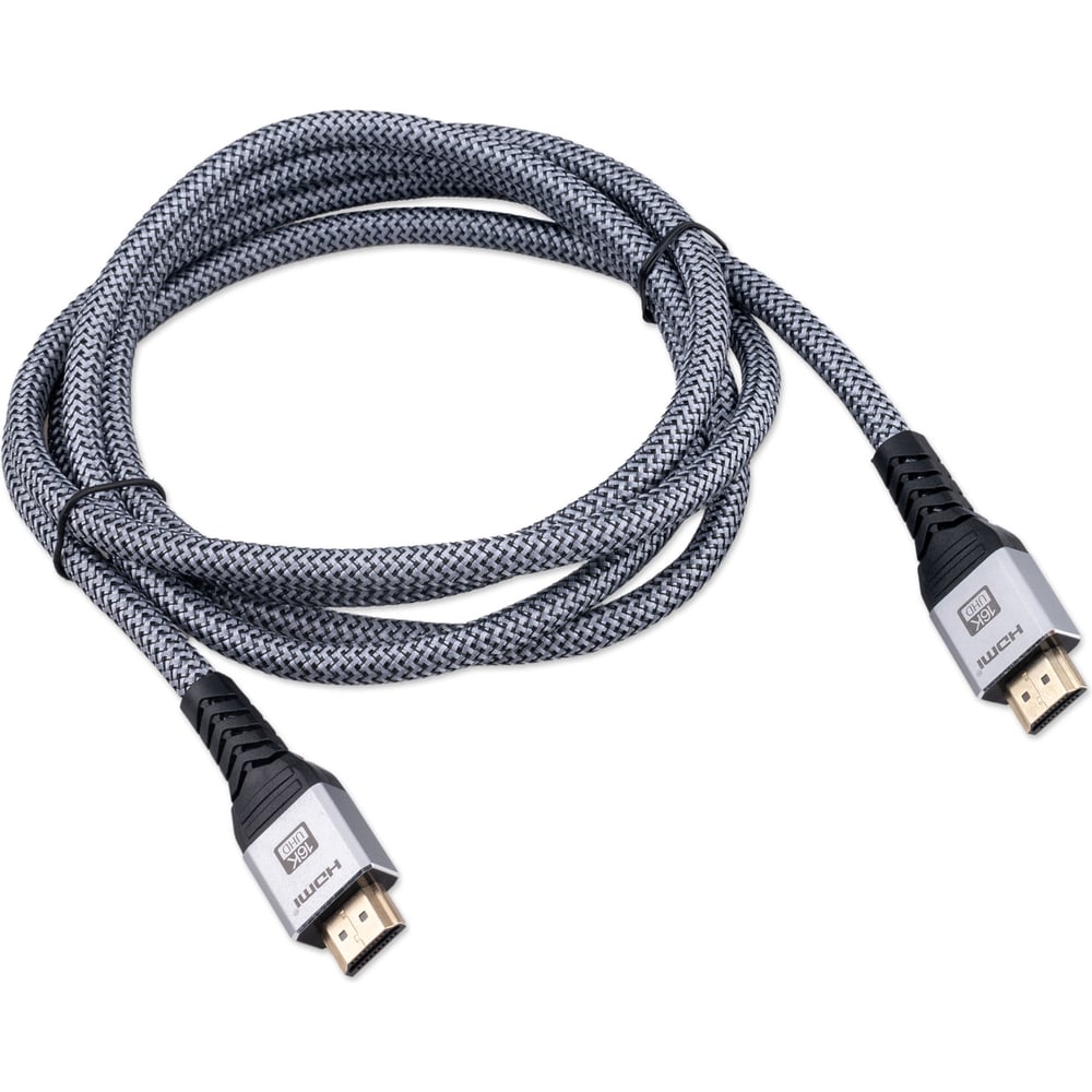 Изображение товара Кабель HDMI Cablexpert 19M/19M, v2.2, 16K, медь, тройной экран, нейлон, 2м, серый, коробка CCP-HDMI16K-2M Изображение товара Кабель HDMI Cablexpert 19M/19M, v2.2, 16K, медь, тройной экран, нейлон, 2м, серый, коробка CCP-HDMI16K-2M