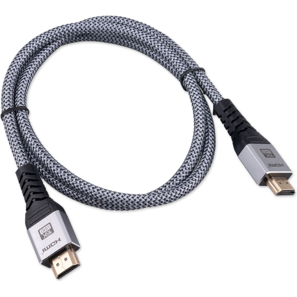 Изображение товара Кабель HDMI Cablexpert 19M/19M, v2.2, 16K, медь, тройной экран, нейлон, 1м, серый, коробка CCP-HDMI16K-1M Изображение товара Кабель HDMI Cablexpert 19M/19M, v2.2, 16K, медь, тройной экран, нейлон, 1м, серый, коробка CCP-HDMI16K-1M