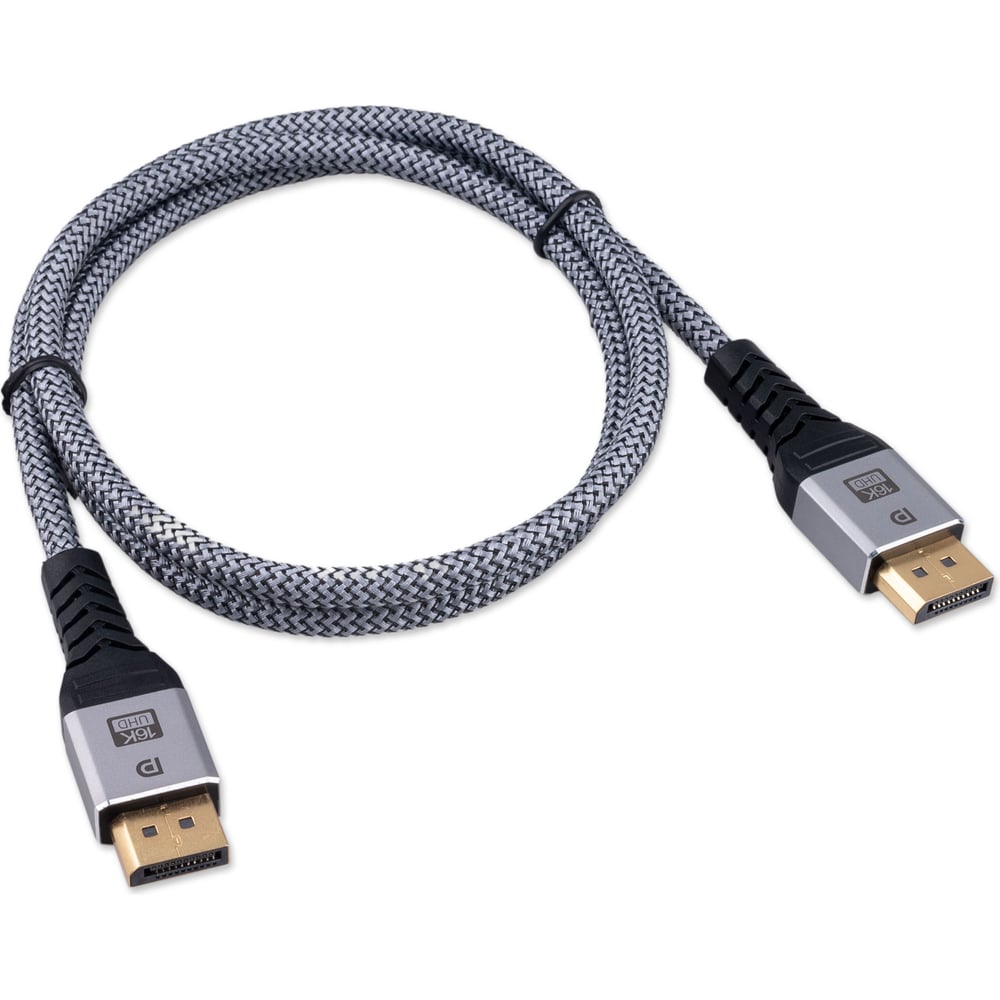 Изображение товара Кабель DisplayPort Cablexpert 20M/20M, v2.1, 16K, медь, тройной экран, нейлон, 1м, черный, коробка CCP-DP16K-1M
