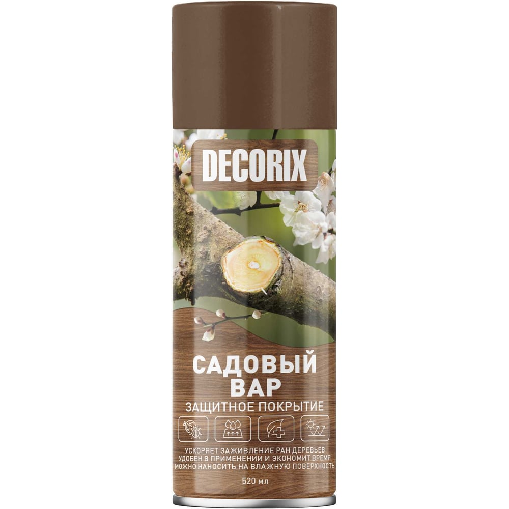 Изображение товара Аэрозольное защитное покрытие Decorix САДОВЫЙ ВАР, 520 мл, серо-коричневый 0169-00 DX Изображение товара Аэрозольное защитное покрытие Decorix САДОВЫЙ ВАР, 520 мл, серо-коричневый 0169-00 DX