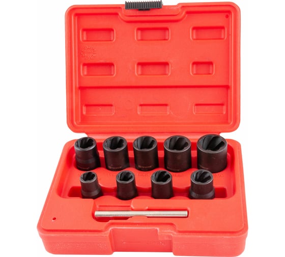 Изображение товара Набор головок спиральных для поврежденного крепежа BESS3810 (10 предметов; 10-19 мм; 3/8) Thorvik 53200