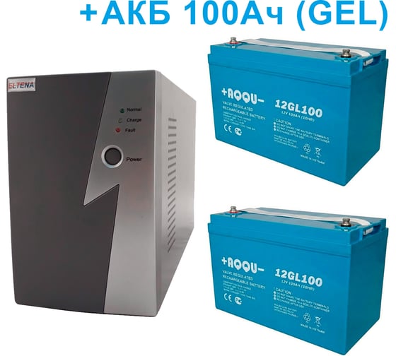 Изображение товара Комплект ИБП ELTENA Intelligent 1000LT2 (700Вт) + 2шт. гелевых АКБ AQQU 12GL100 (12В, 100Ач, GEL) I1000LT2/12GL100
