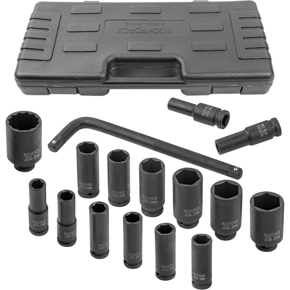 Изображение товара Набор головок ударных ROCKFORCE 15+1пр. 1/2" 15+1пр. 6гр RF-4166A-5MPB