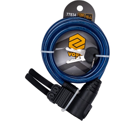 Изображение товара Замок велосипедный VOREL 10 мм Х 1200 мм 77834