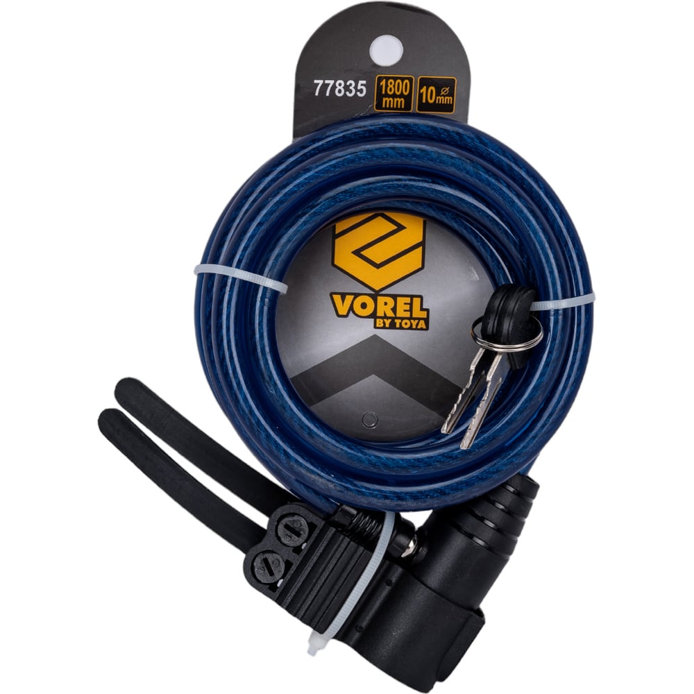 Изображение товара Замок велосипедный VOREL 10 мм Х 1800 мм с антивандальными свойствами