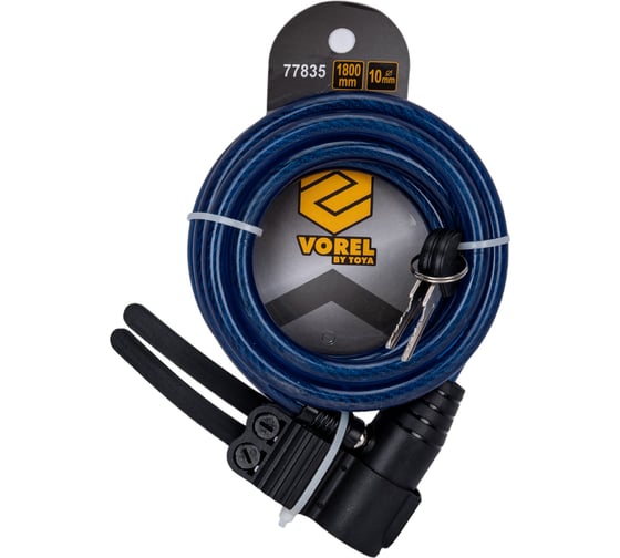 Изображение товара Замок велосипедный VOREL 10 мм Х 1800 мм 77835