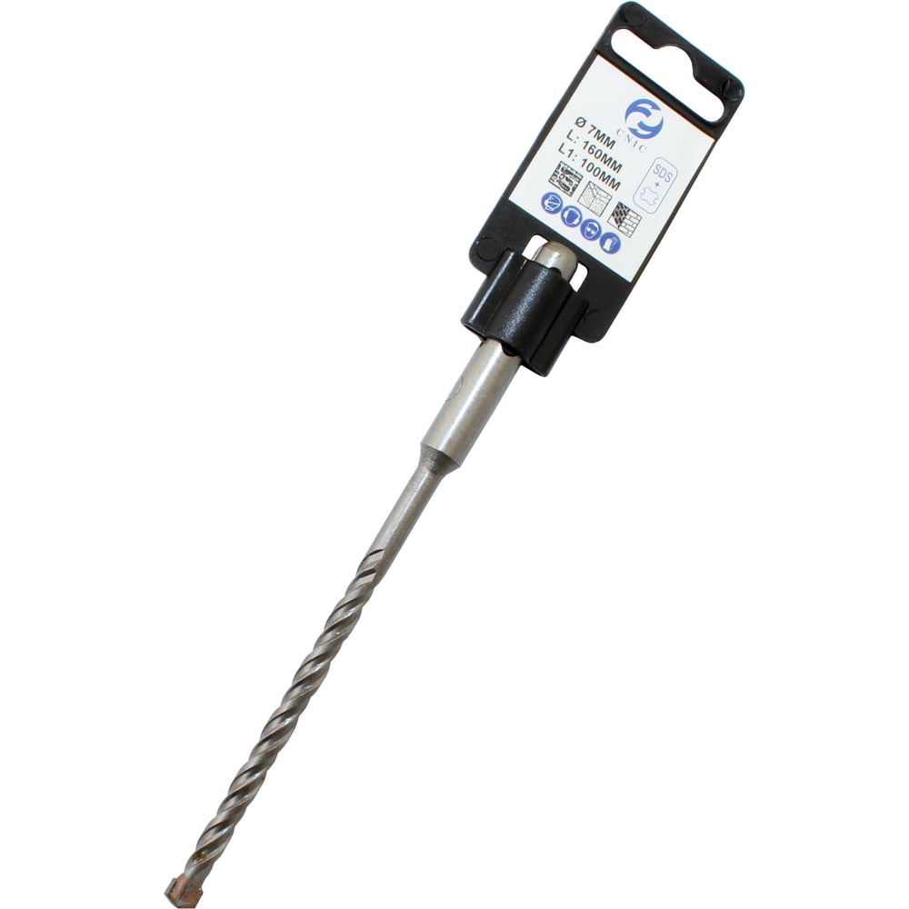 Бур CNIC d 7х100х160 тв. сплав SDS-PLUS, усиленная спираль 35865