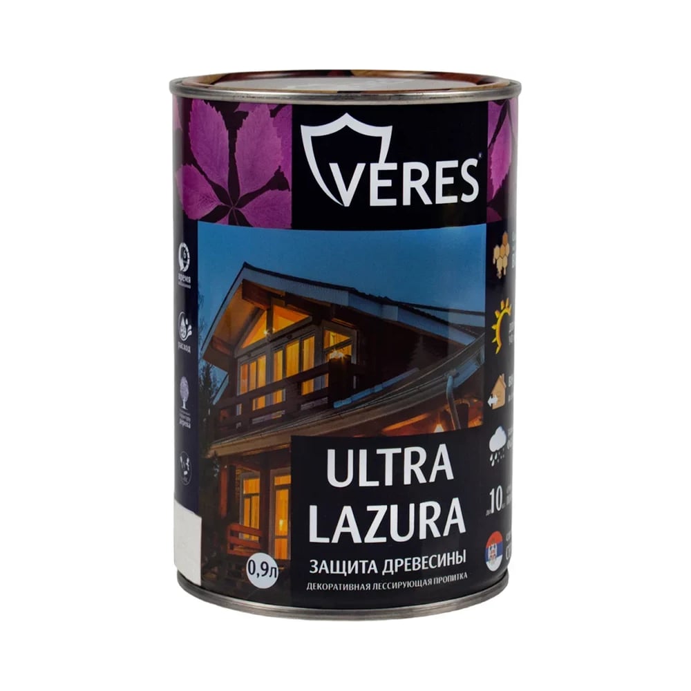 Декоративная пропитка Veres для дерева Верес Ультра Лазура №32 VU-40, полуглянцевая, 0,8 л, топленое молоко 281423