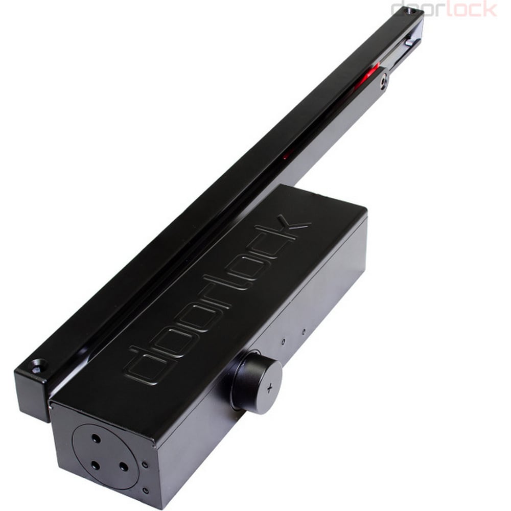 Доводчик Doorlock DL345S/N BC DA HO EN1-4 со скользящей тягой черный, с регулируемыми функциями тормоза открывания и задержки закрывания 75585