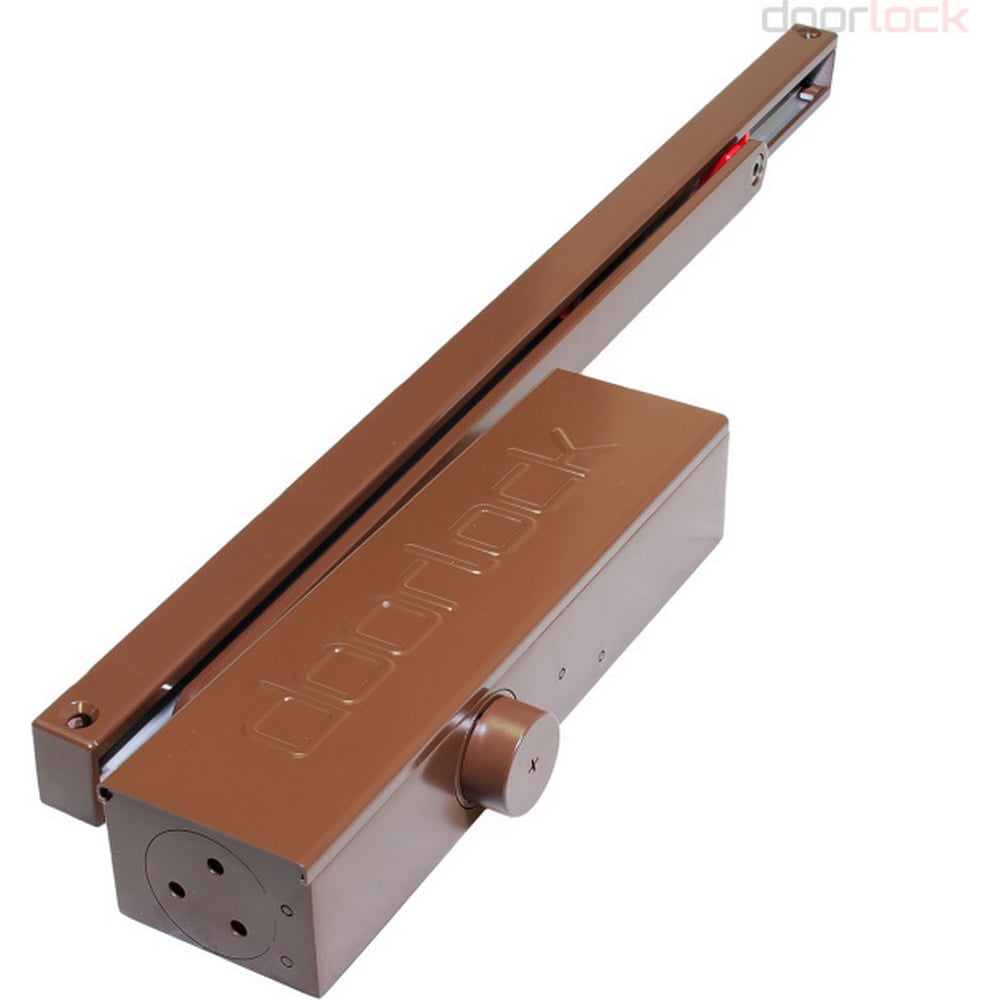Изображение товара Доводчик Doorlock DL345S/N BC DA HO EN1-4 со скользящей тягой коричневый, с регулируемыми функциями тормоза открывания и задержки закрывания 75584
