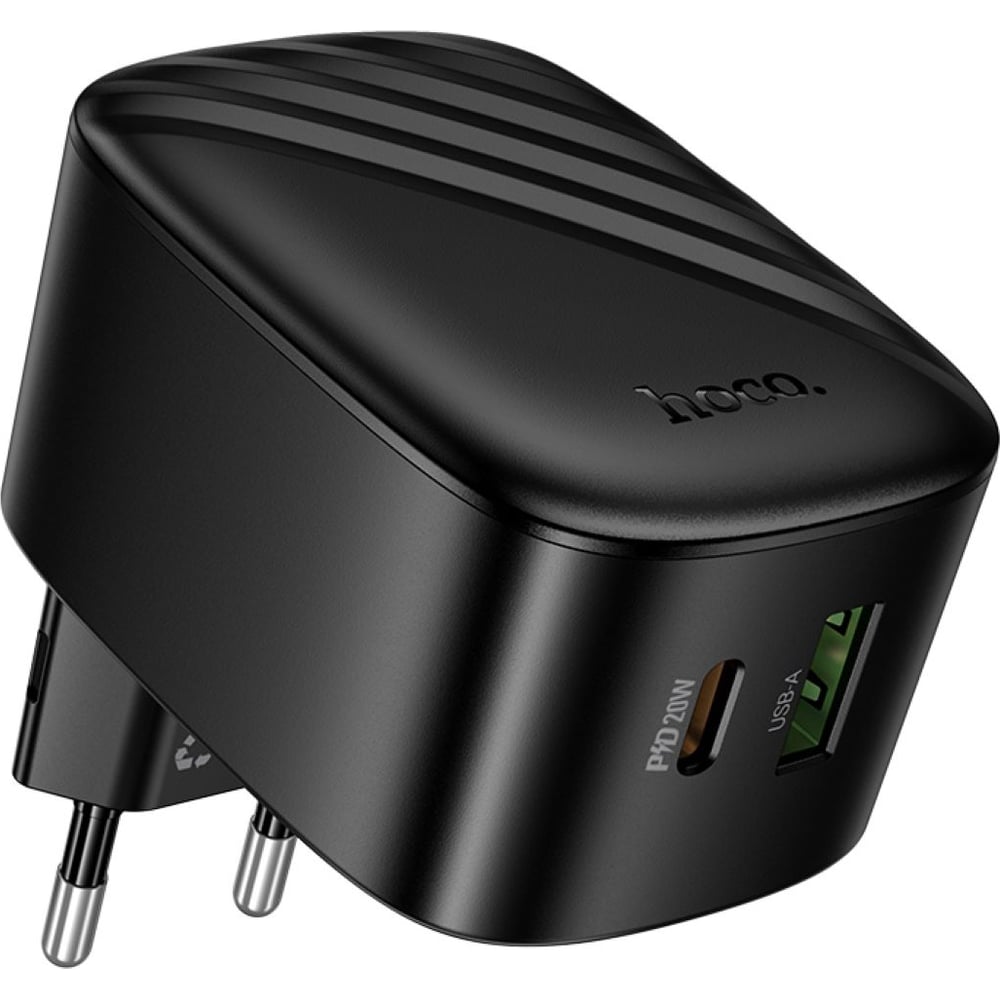 Изображение товара Зарядное устройство Hoco 20Вт, 3А, QC3.0/PD, 1xUSB, 1xType-C, CS101A, черный, коробка 6942007674416