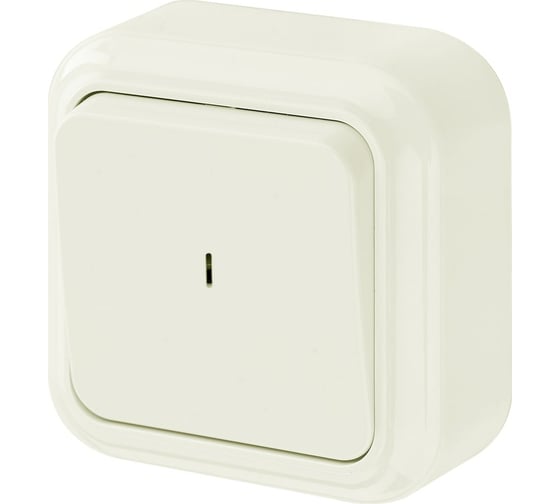 Изображение товара Выключатель Bylectrica 1-клавишная, открытая установка, 10А с подсветкой, серия ПРАЛЕСКА, бежевый А110-214