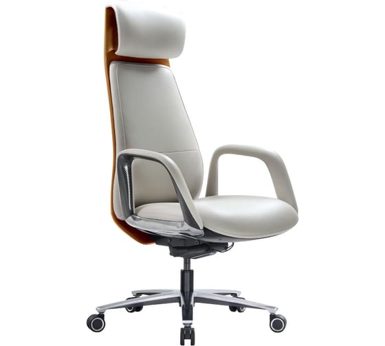 Изображение товара Кресло HAWASAN PREMIUM EX-820, синхромеханизм, слайдер, экокожа, белое/коричневое, 533237