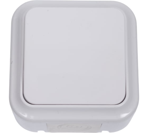 Изображение товара Выключатель Bylectrica 1-клавишная, открытая установка, 6А двухполюсный IP54, серия ПРАЛЕСКА АКВА, белый, А210-845