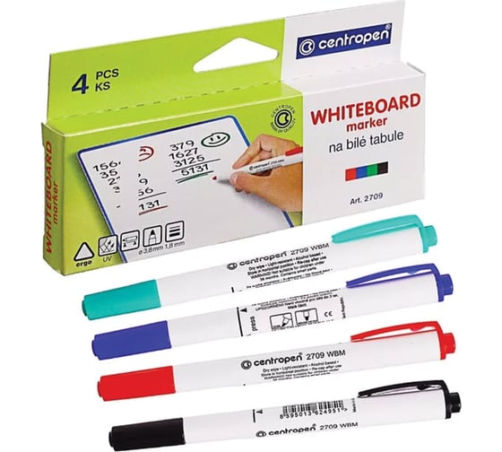 Изображение товара Маркеры для доски ОФИСМАГ НАБОР 4 ЦВЕТА CENTROPEN Dry-Wipe, круглый наконечник, 1,8 мм, 2709/4 152013