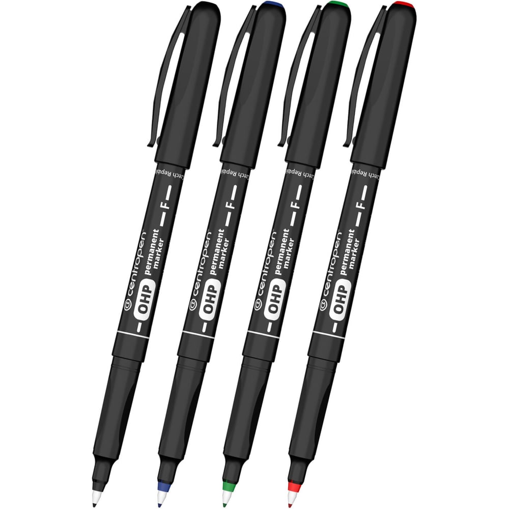 Изображение товара Перманентные маркеры CENTROPEN OHP 4 цвета, 0,6 мм, водостойкие и быстросохнущие
