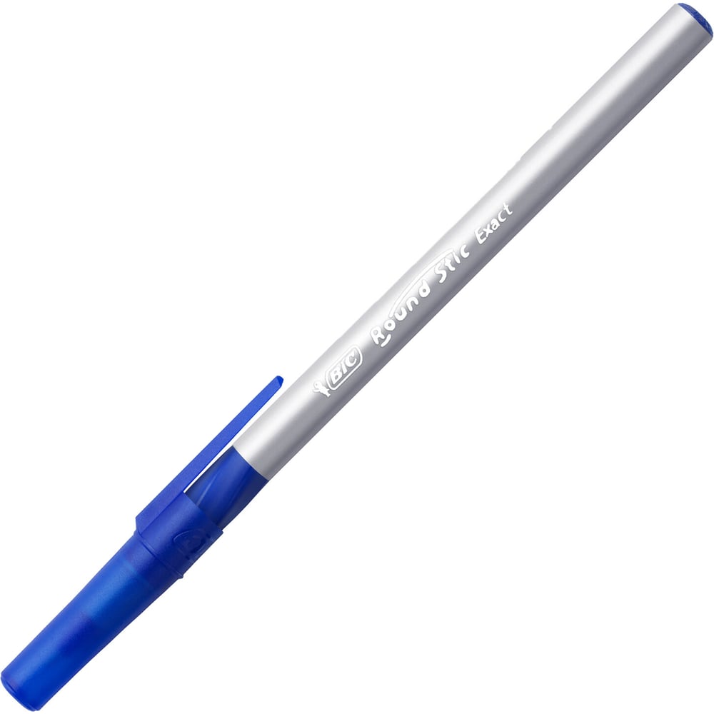 Ручка шариковая BIC с грипом Round Stic Exact, СИНЯЯ,  20 шт., корпус серый, 0,7мм, линия 0,28мм, 918543 141767