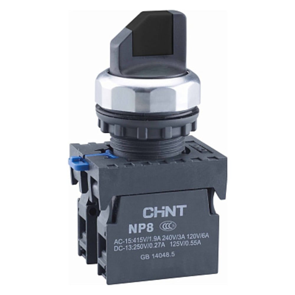Изображение товара Переключатель без подсветки CHINT NP8-11X/212 2 положения, с фиксацией, черный, 1НО+1НЗ IP65 (R) (уп. 10 шт.) 578129