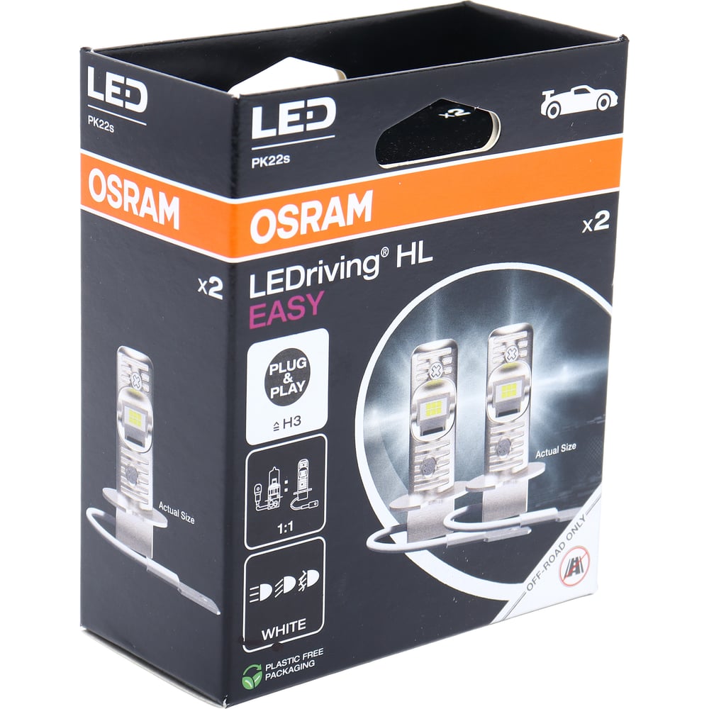 Изображение товара Автолампа Osram H3 LED WHITE HL EASY 6000K - надежное белое освещение для авто Изображение товара Автолампа Osram H3 LED WHITE HL EASY 6000K - надежное белое освещение для авто