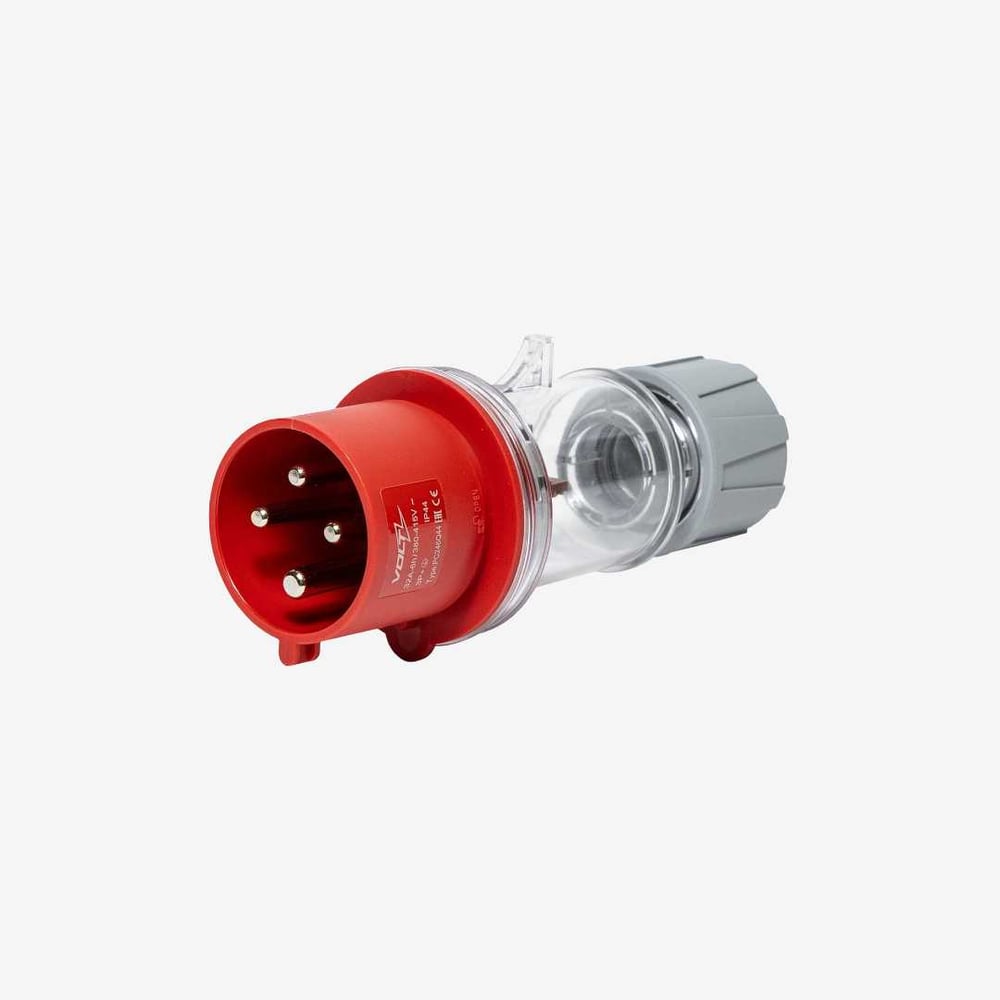 Изображение товара Вилка кабельная прозрачная 32A, 380-415 В, 3P+E, quick connect, IP44 Voltz PC246Q44