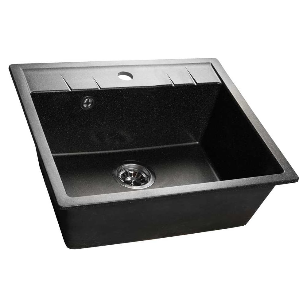 Мойка SANTREK AQUA PRO SQUARE SA-S561 1 чаша 560х500 мм (черный-308) (+сифон) 315488