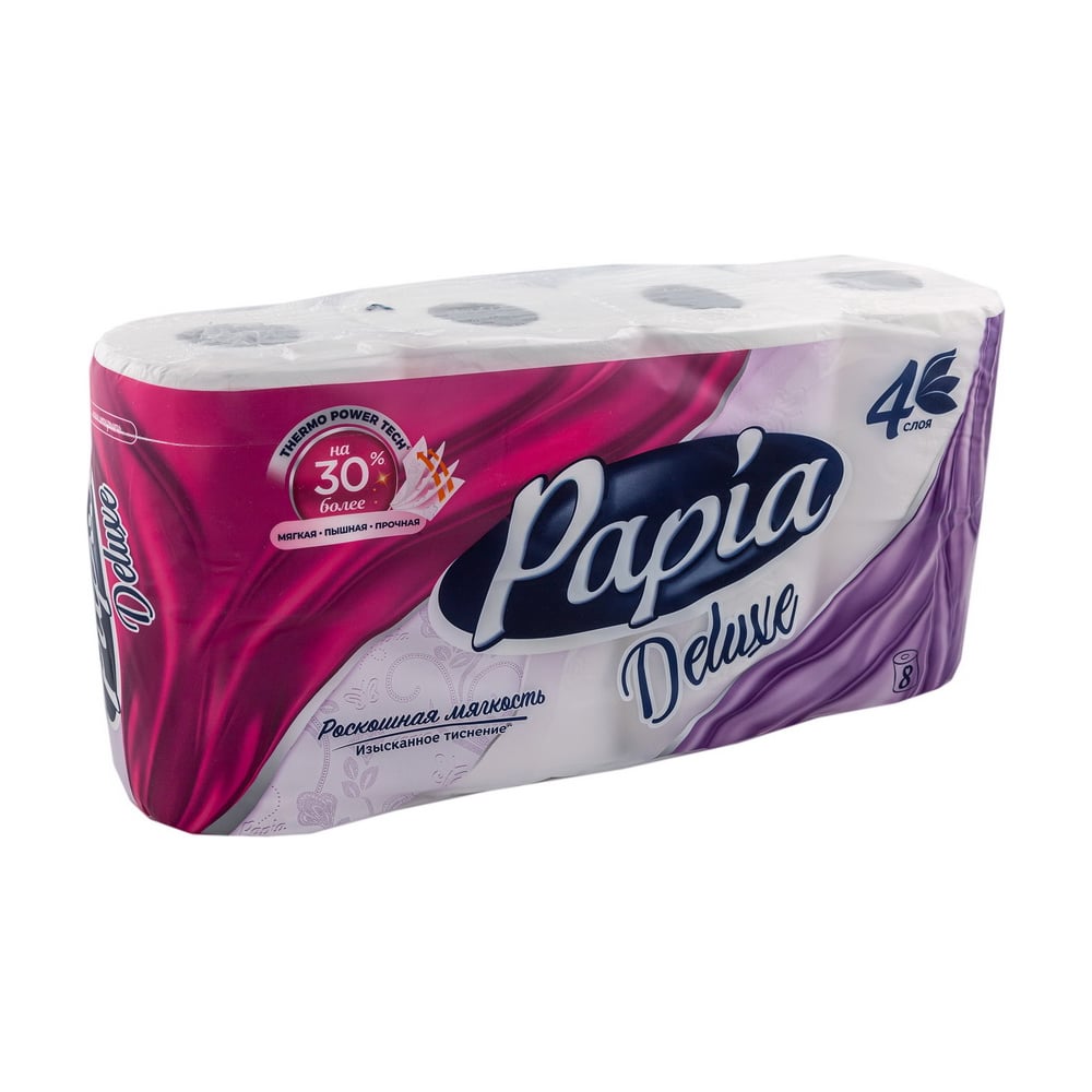 Изображение товара Туалетная бумага PAPIA Focus 4-слойная 17.5 м, 8 рулонов с перфорацией