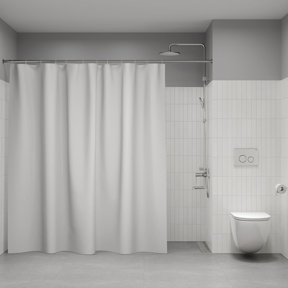 Изображение товара Штора для ванной IDDIS PE 200x240 см, белая, с кольцами