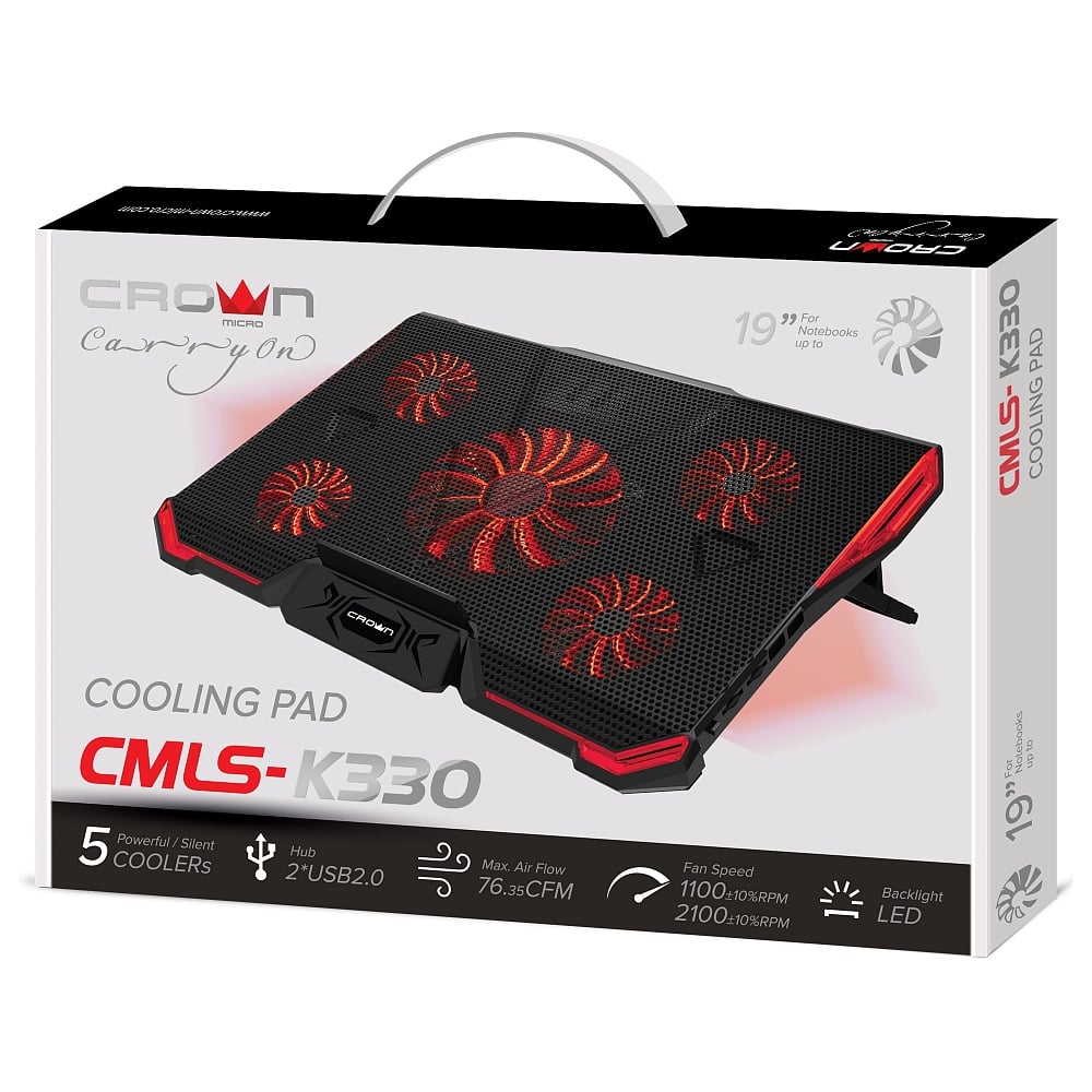 Изображение товара Подставка для ноутбука CROWN MICRO CMLS-k330 с вентилятором и складной конструкцией Изображение товара Подставка для ноутбука CROWN MICRO CMLS-k330 с вентилятором и складной конструкцией