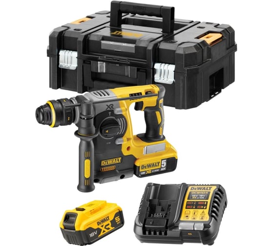Изображение товара Аккумуляторный перфоратор DEWALT DCH274P2T, 18 В, 2.1 Дж, 4600 уд/мин, с 2 АКБ 5 Ач и ЗУ, в кейсе () DCH274P2T-QW