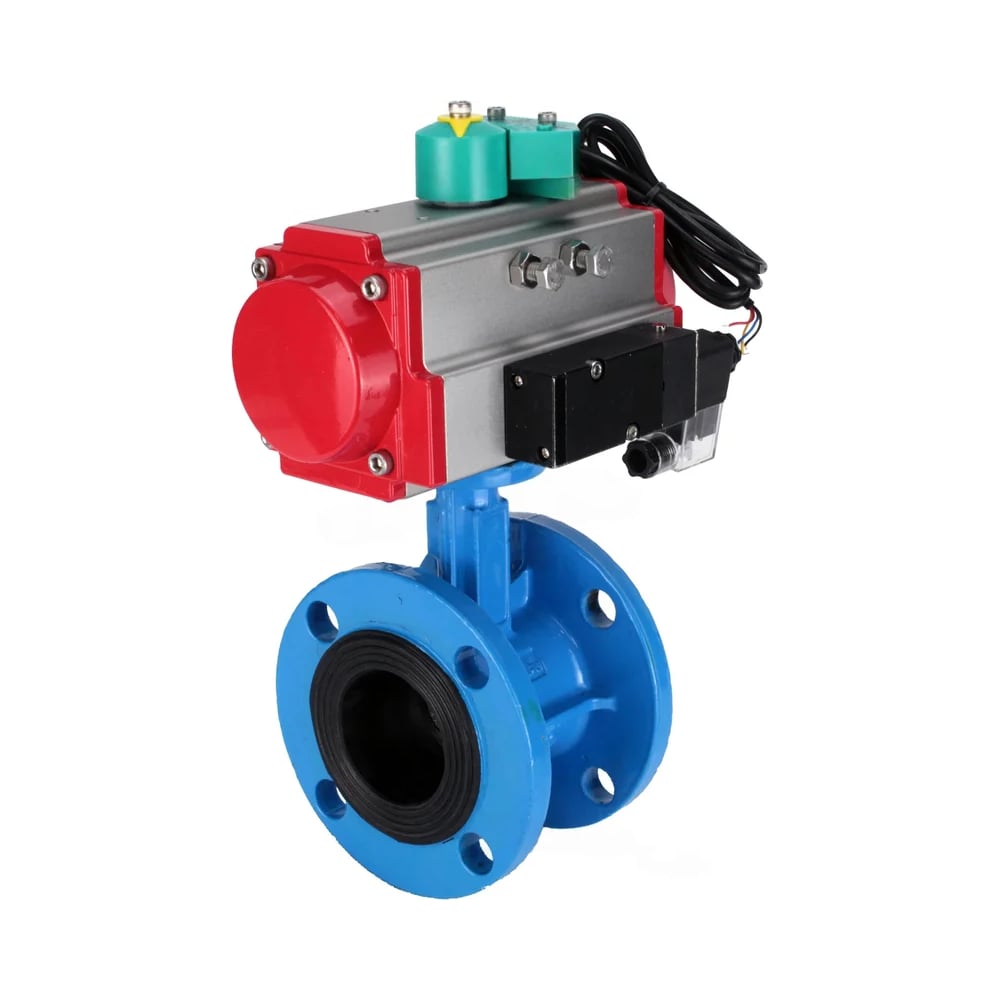 Затвор дисковый DN.ru GGG40-GGG40-EPDM-2W-H Ду80 Ру16 фланцевый, пневмопривод DA-105, пн.распр. PND2-S1EM-52-1NC-J08-220VAC, магн.перекл. МППП-200 D050-90881