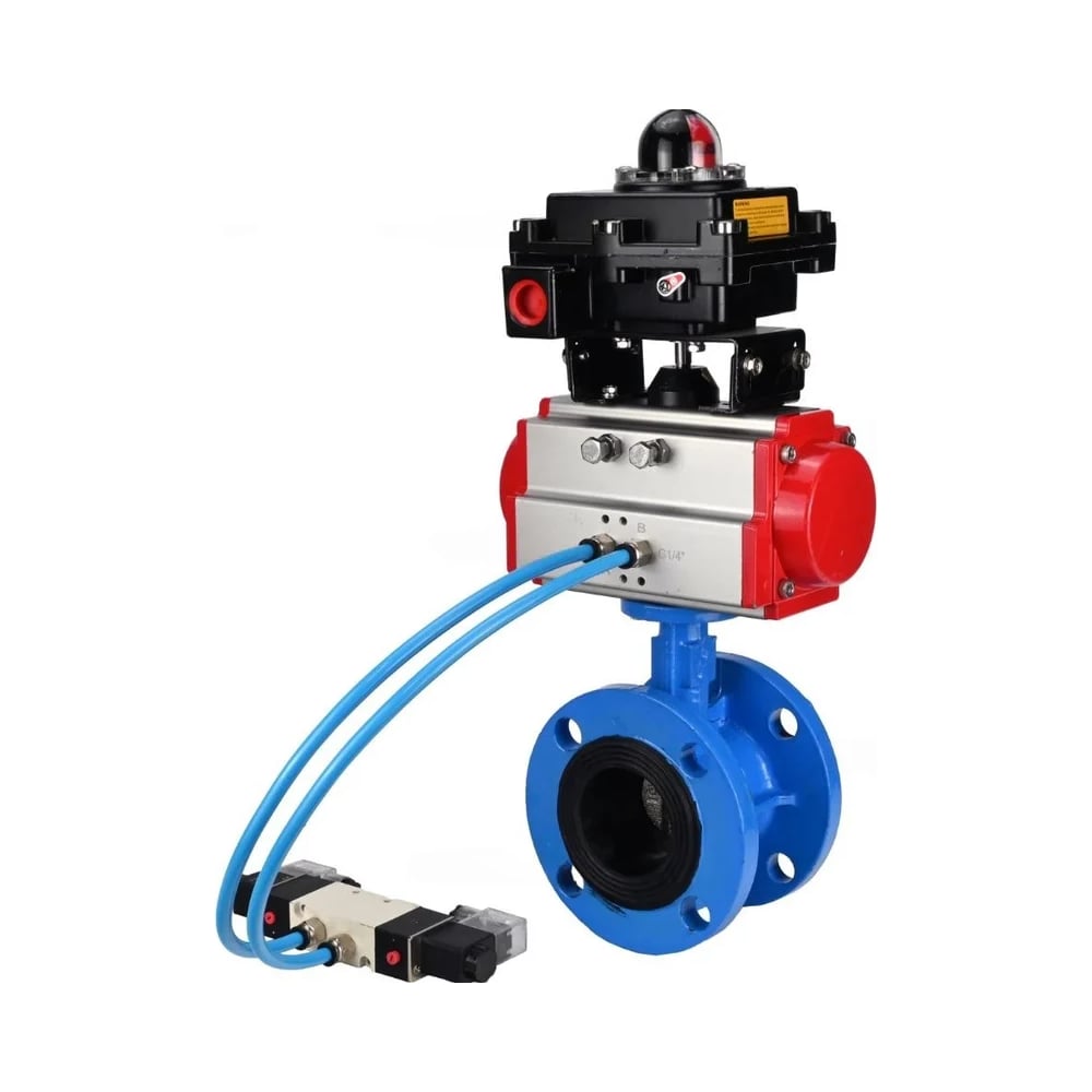 Затвор дисковый DN.ru GGG40-GGG40-EPDM-2W-H Ду80 Ру16 фланц. EPDM, пневмопривод DA-105, пн.распр. PND1-S2EM-52-2-T08-220VAC, БКВ LSB-210-02NM12-220/24, руч.дубл. HDM-1 D050 D050-90597