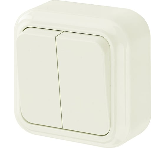 Изображение товара Выключатель Bylectrica 2-клавишная, открытая установка, 6 А, серия ПРАЛЕСКА, А56-134 бежевый