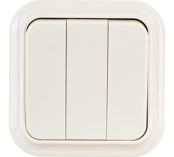 Изображение товара Выключатель Bylectrica 3-клавишная, открытая установка, 6А, серия ПРАЛЕСКА, А056-137 бежевый