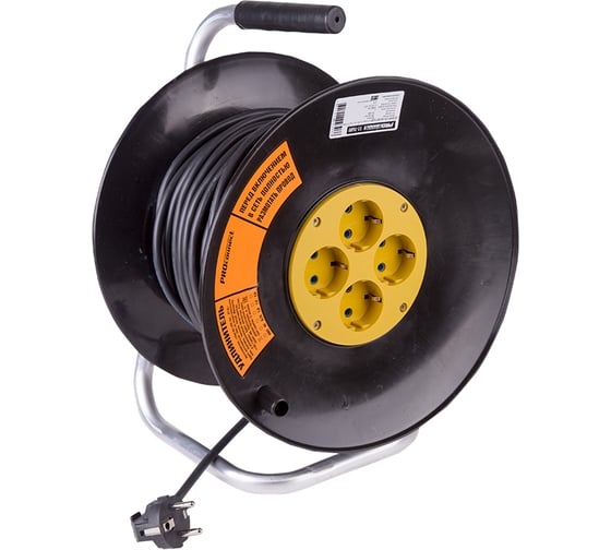 Изображение товара Силовой удлинитель на катушке PROconnect 4 розетки с заземлением 40 м ПВС 3х1,5 OPTIMA 11-7610