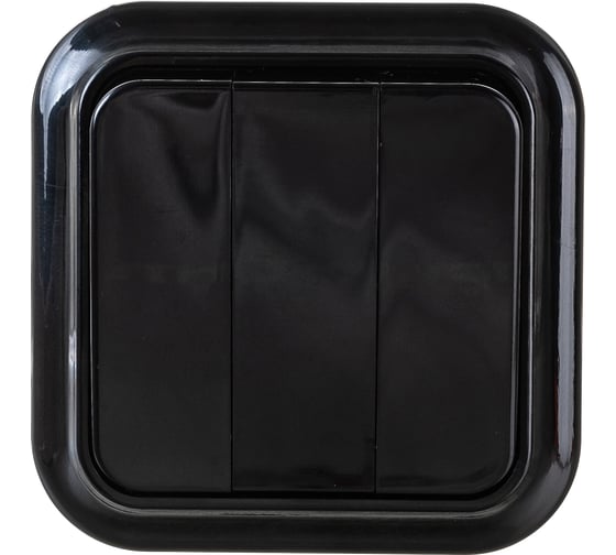 Изображение товара Выключатель Bylectrica3-клавишная, открытая установка, 6А, серия ПРАЛЕСКА, А056-137 черный