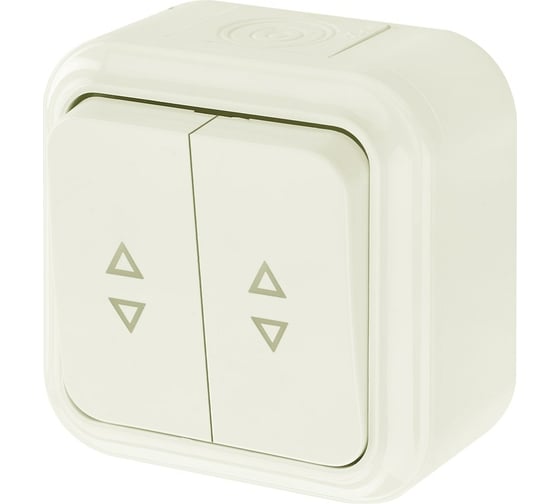 Изображение товара Выключатель Bylectrica 2-клавишный, открытая установка, 6А, проходной, IP54, серия ПРАЛЕСКА АКВА, А6+6 10-873 бежевый